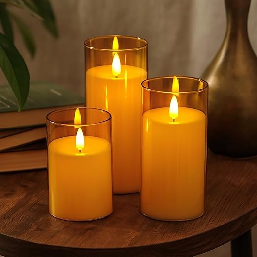 LED Glass Candle Set